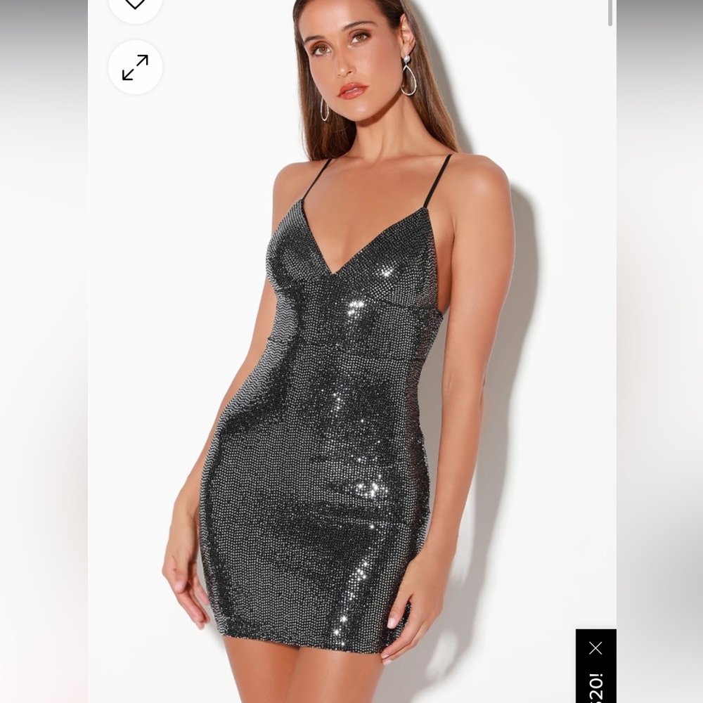 Lulu’s let it glow black and silver sequin mini bodycon dress